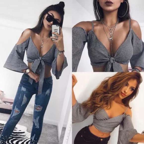 Gingham Multiway Tie Blouse - Picture 4 of 5